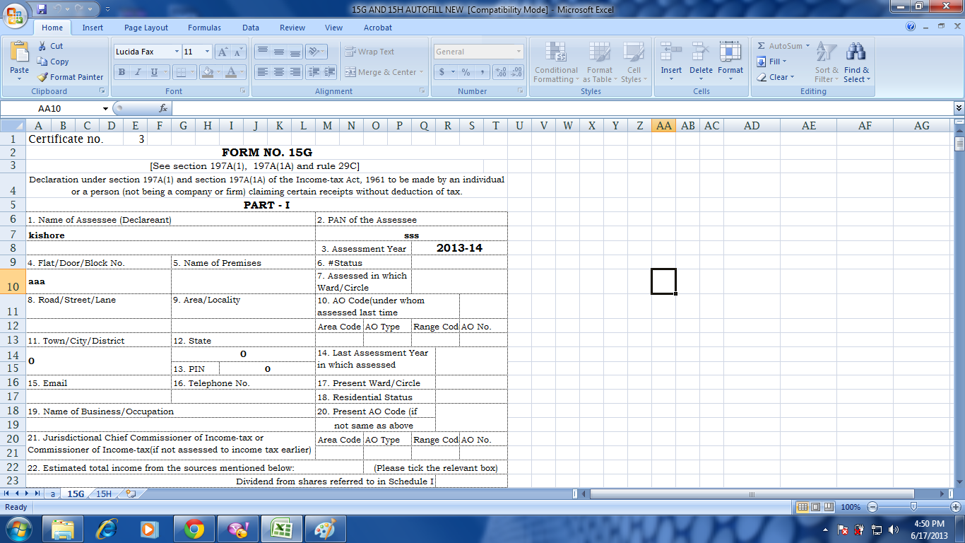 Form 15g In Word Format